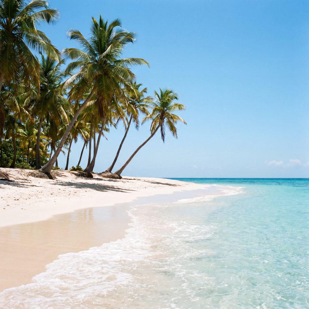 White sand and clear turquoise water at a St. Thomas beach